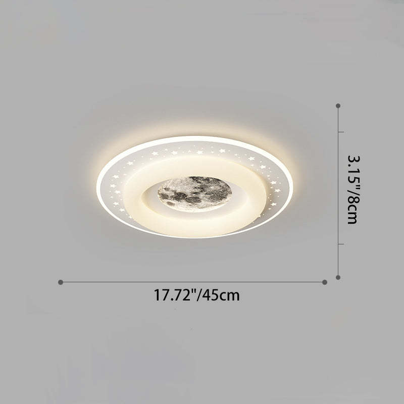 Acrylic Aluminum Iron Square Planet LED Flush Ceiling Light — A - Large / 220V-240V For UK/AU / Infinitely Dimmable