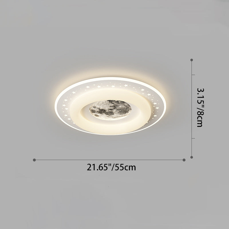 Acrylic Aluminum Iron Square Planet LED Flush Ceiling Light — B - White / 110V-120V For US/C / Infinitely Dimmable