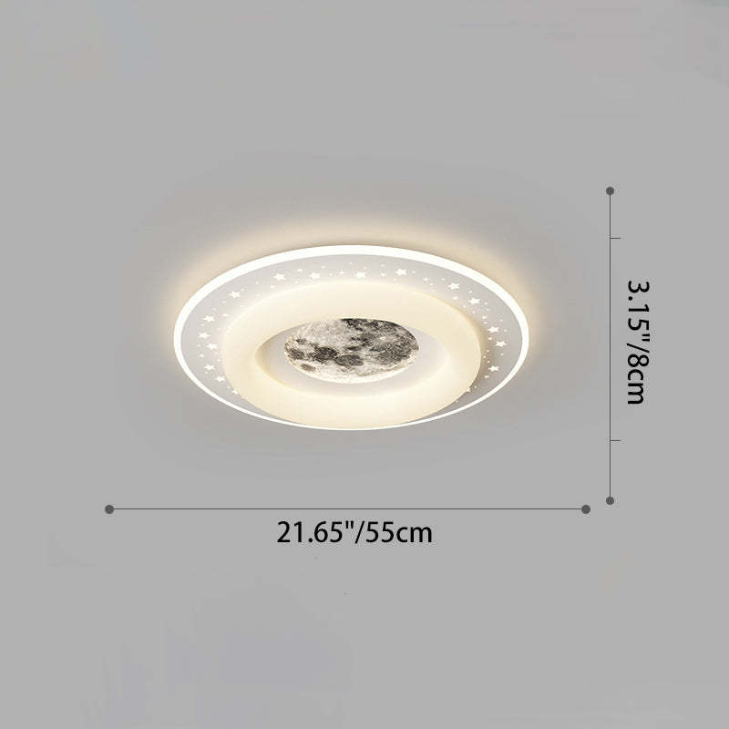 Acrylic Aluminum Iron Square Planet LED Flush Ceiling Light — B - White / 110V-120V For US/C / Infinitely Dimmable