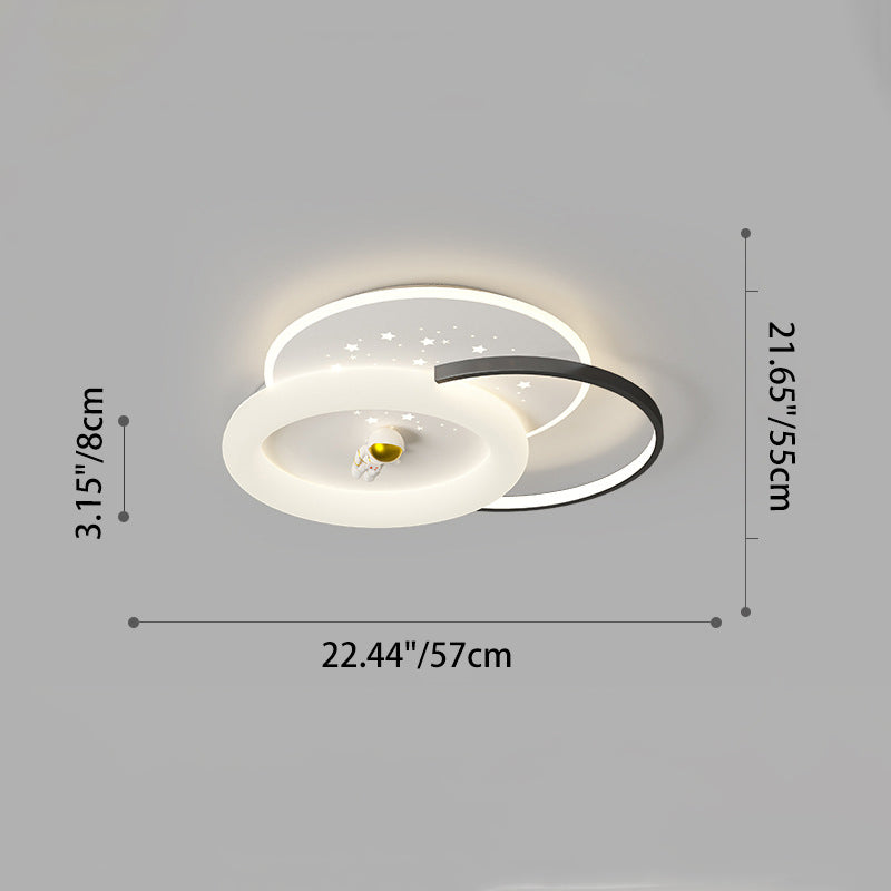 Acrylic Aluminum Iron Square Planet LED Flush Ceiling Light — B - White / 220V-240V For UK/AU / Infinitely Dimmable