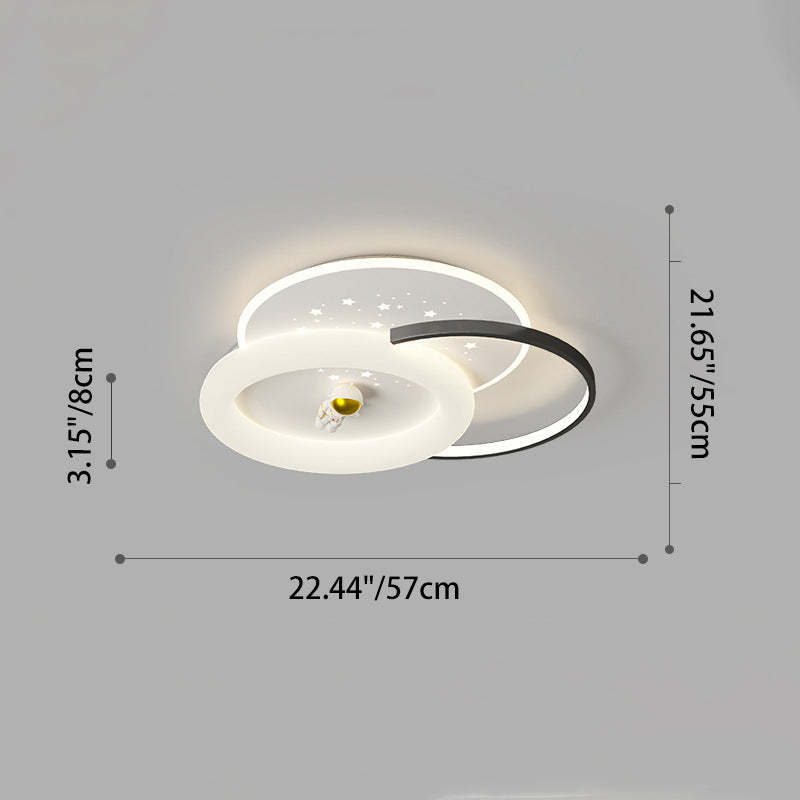 Acrylic Aluminum Iron Square Planet LED Flush Ceiling Light — B - White / 220V-240V For UK/AU / Infinitely Dimmable