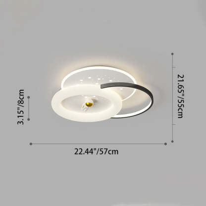 Acrylic Aluminum Iron Square Planet LED Flush Ceiling Light — B - White / 220V-240V For UK/AU / Infinitely Dimmable