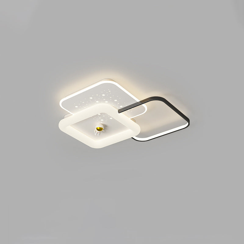 Acrylic Aluminum Iron Square Planet LED Flush Ceiling Light