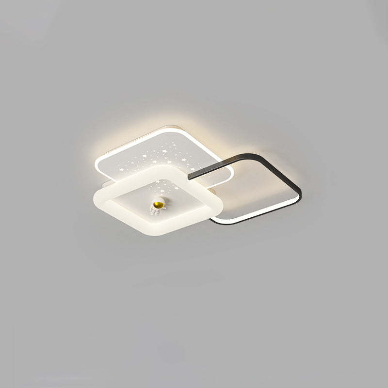 Acrylic Aluminum Iron Square Planet LED Flush Ceiling Light