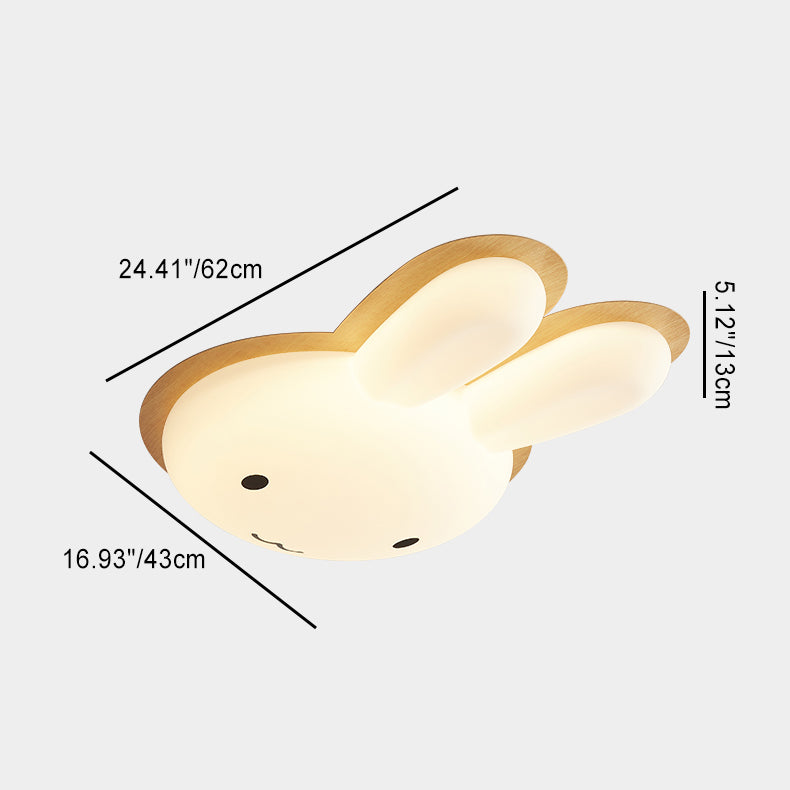 Art Deco Kids Iron Rabbit LED Flush Ceiling Light