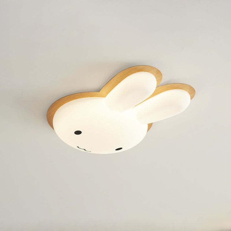 Art Deco Kids Iron Rabbit LED Flush Ceiling Light