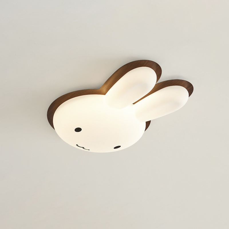 Art Deco Kids Iron Rabbit LED Flush Ceiling Light