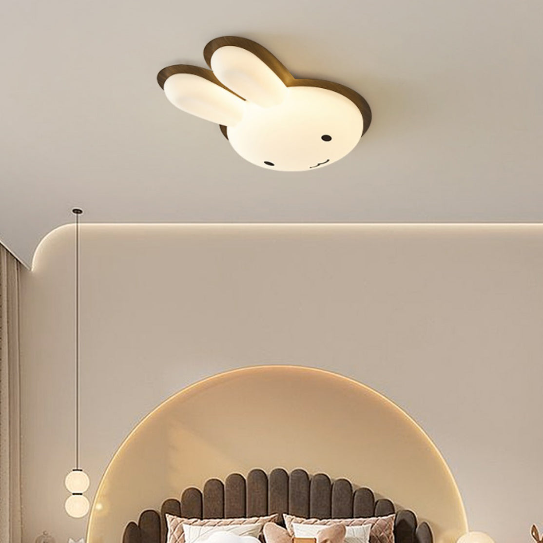 Art Deco Kids Iron Rabbit LED Flush Ceiling Light