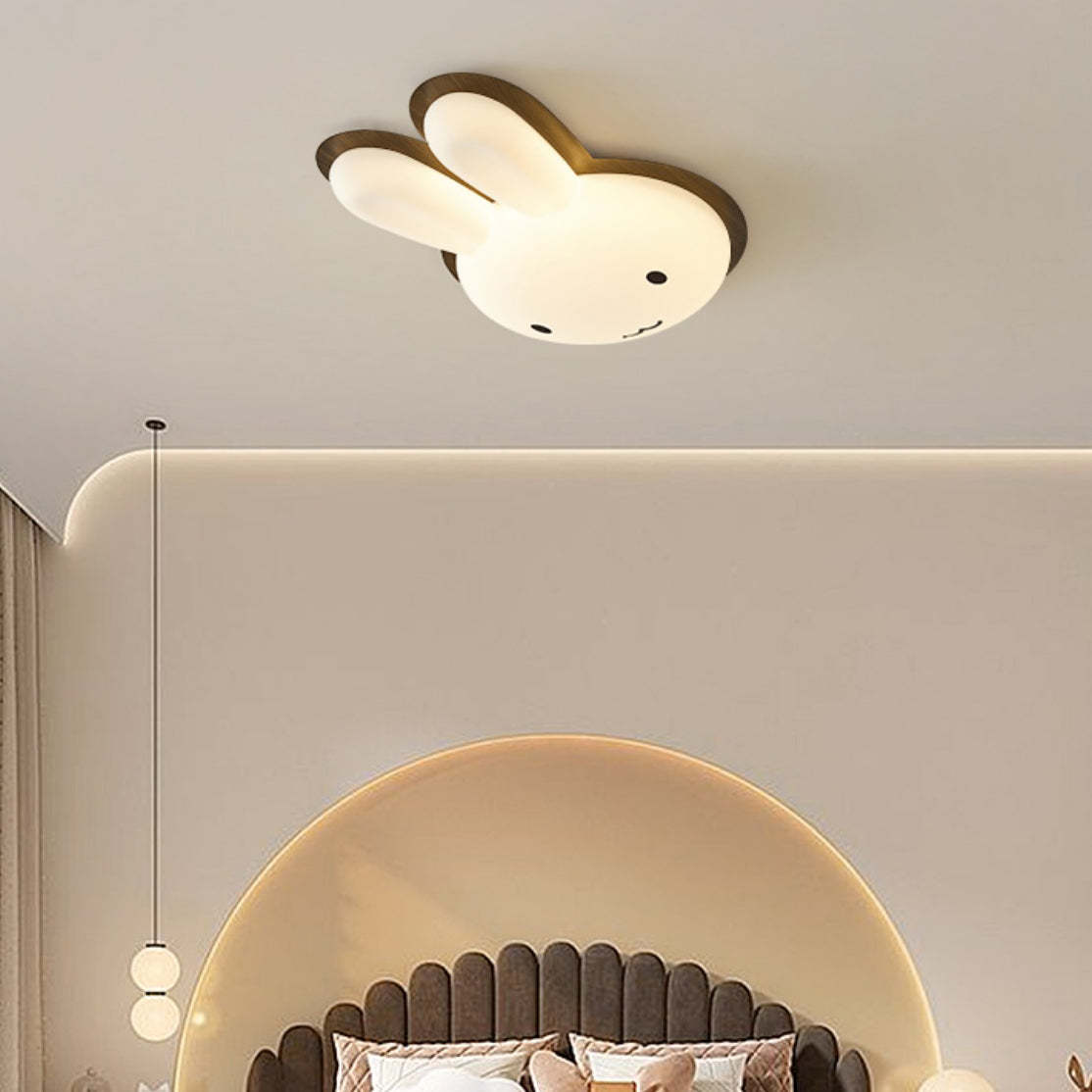 Art Deco Kids Iron Rabbit LED Flush Ceiling Light