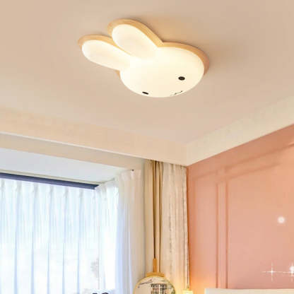 Art Deco Kids Iron Rabbit LED Flush Ceiling Light