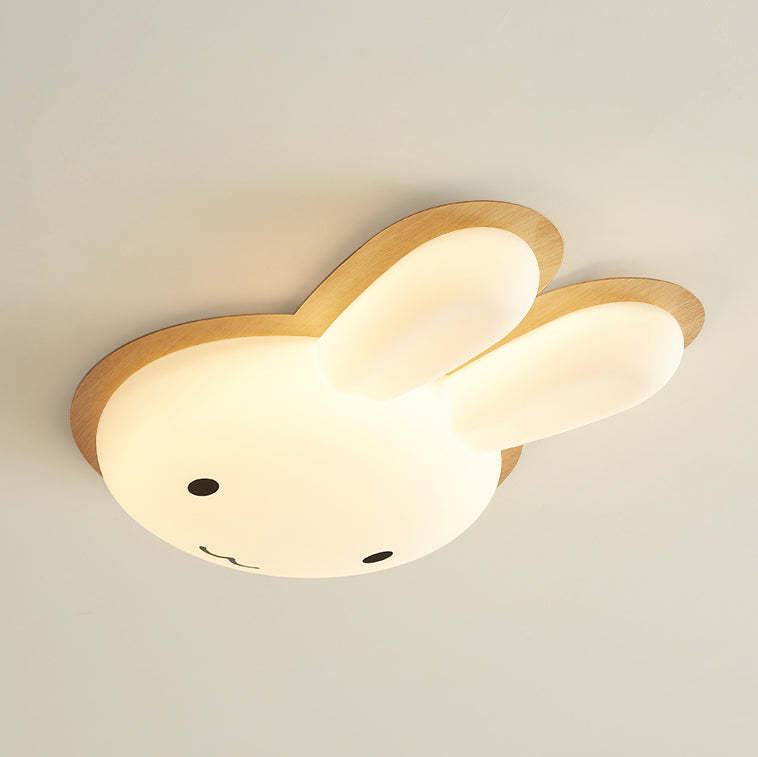 Art Deco Kids Iron Rabbit LED Flush Ceiling Light
