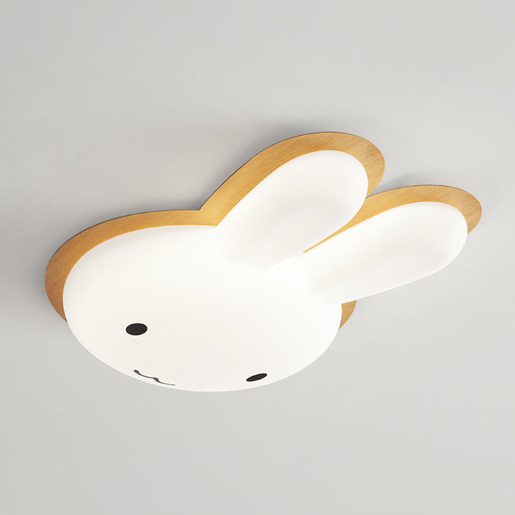 Art Deco Kids Iron Rabbit LED Flush Ceiling Light