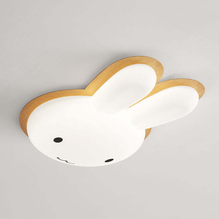 Art Deco Kids Iron Rabbit LED Flush Ceiling Light