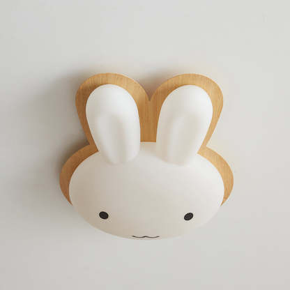 Art Deco Kids Iron Rabbit LED Flush Ceiling Light