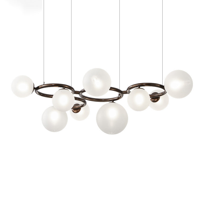 Scandinavian Glass Iron Round Orb Chandelier