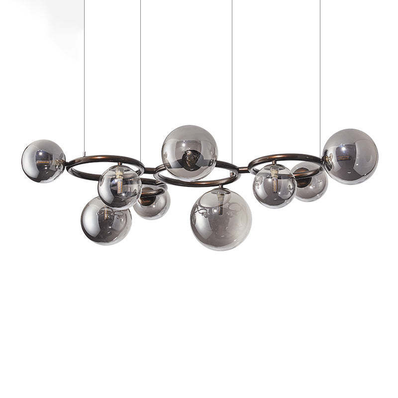 Scandinavian Glass Iron Round Orb Chandelier