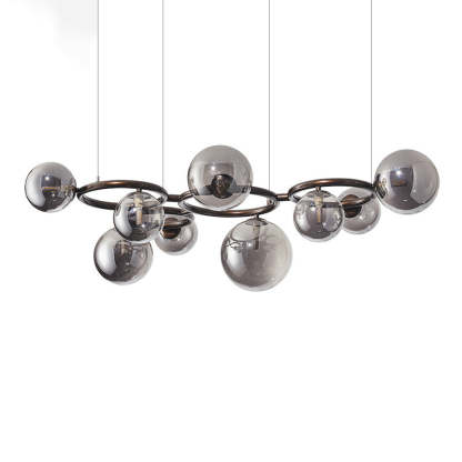 Scandinavian Glass Iron Round Orb Chandelier
