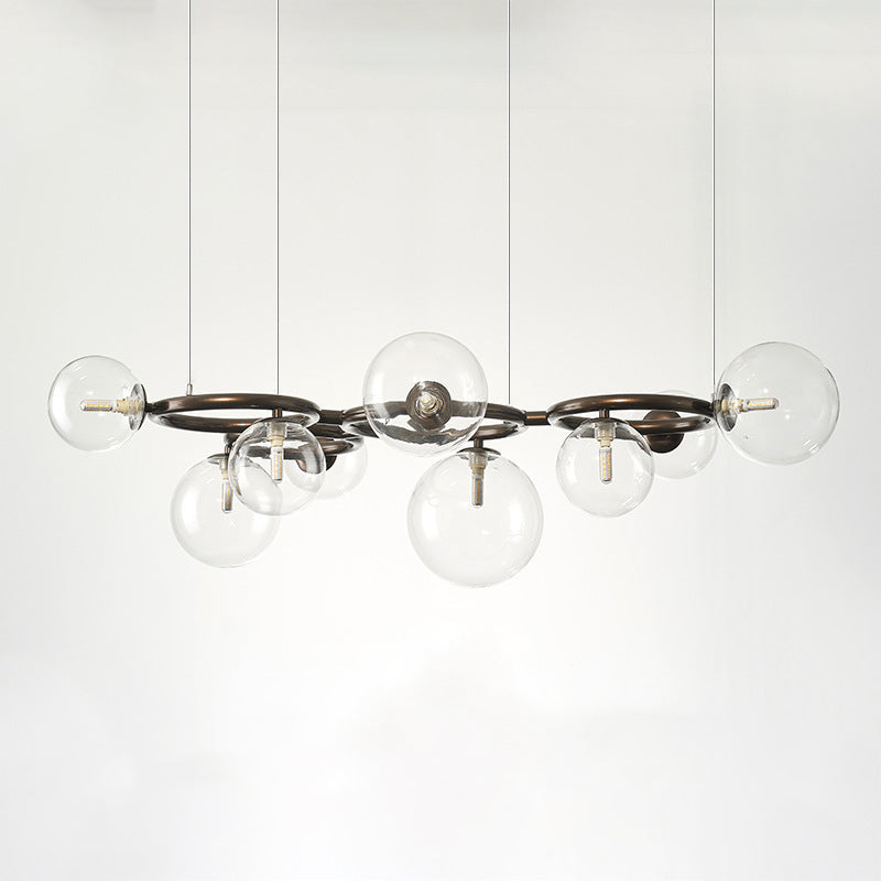 Scandinavian Glass Iron Round Orb Chandelier — 9 / Clear Color / 110V-120V For US/CA