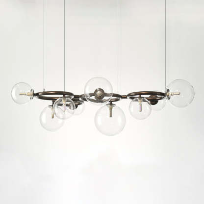 Scandinavian Glass Iron Round Orb Chandelier — 9 / Clear Color / 110V-120V For US/CA