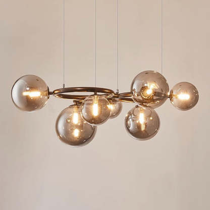 Scandinavian Glass Iron Round Orb Chandelier — 9 / Smoke Gray / 110V-120V For US/CA