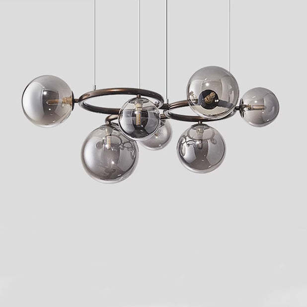 Scandinavian Glass Iron Round Orb Chandelier — 9 / Clear Color / 220V-240V For UK/AU