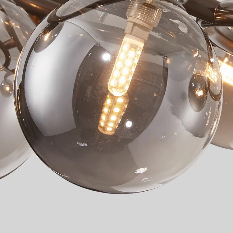 Scandinavian Glass Iron Round Orb Chandelier — 7 / Smoke Gray / 110V-120V For US/CA