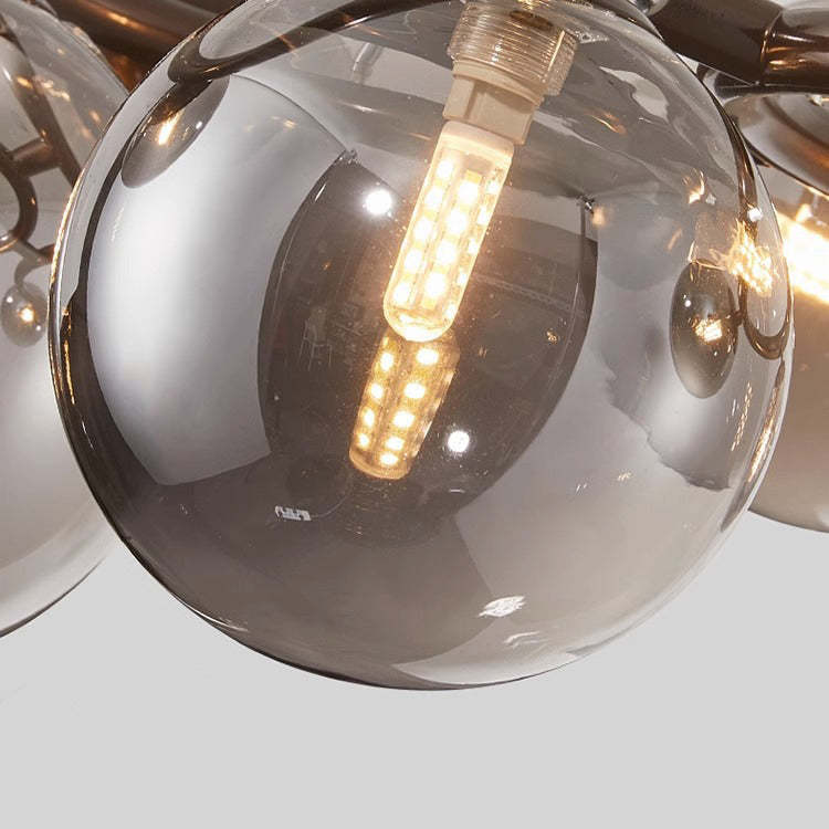 Scandinavian Glass Iron Round Orb Chandelier — 7 / Smoke Gray / 110V-120V For US/CA