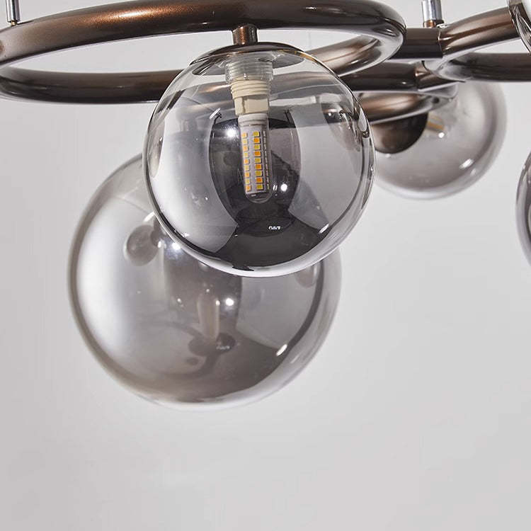 Scandinavian Glass Iron Round Orb Chandelier — 7 / Smoke Gray / 220V-240V For UK/AU