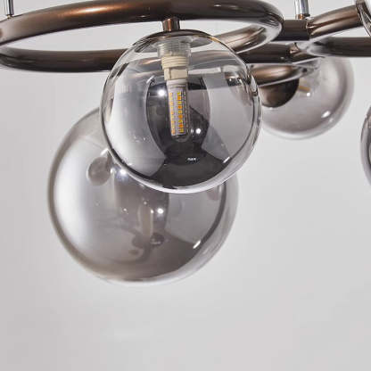 Scandinavian Glass Iron Round Orb Chandelier — 7 / Smoke Gray / 220V-240V For UK/AU