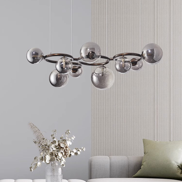 Scandinavian Glass Iron Round Orb Chandelier — 5 / Cream White / 110V-120V For US/CA