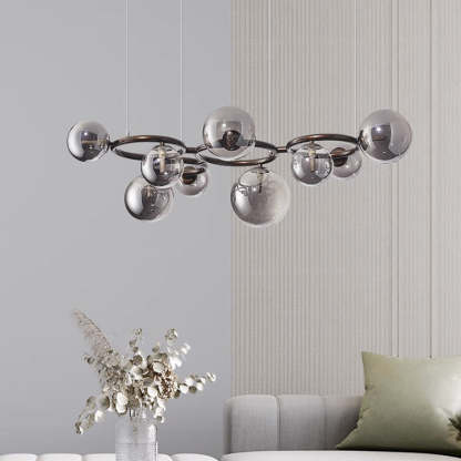 Scandinavian Glass Iron Round Orb Chandelier — 5 / Cream White / 110V-120V For US/CA