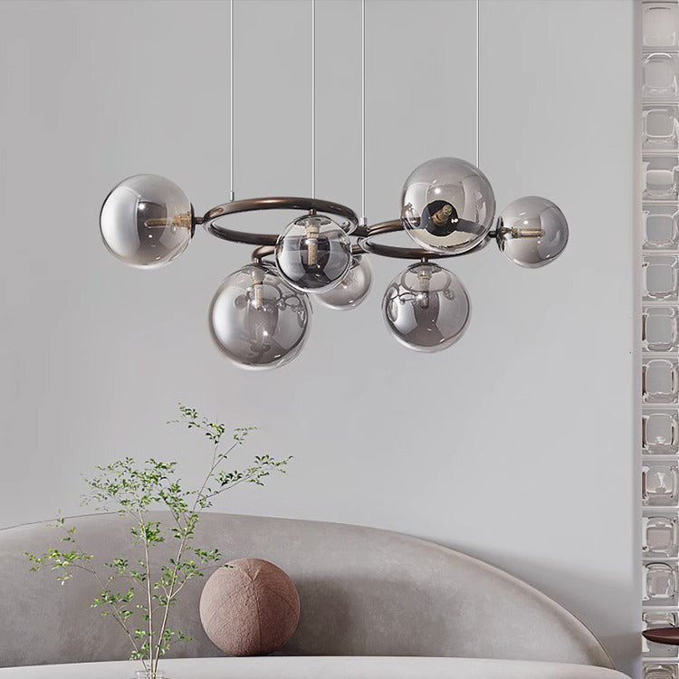 Scandinavian Glass Iron Round Orb Chandelier — 7 / Cream White / 220V-240V For UK/AU