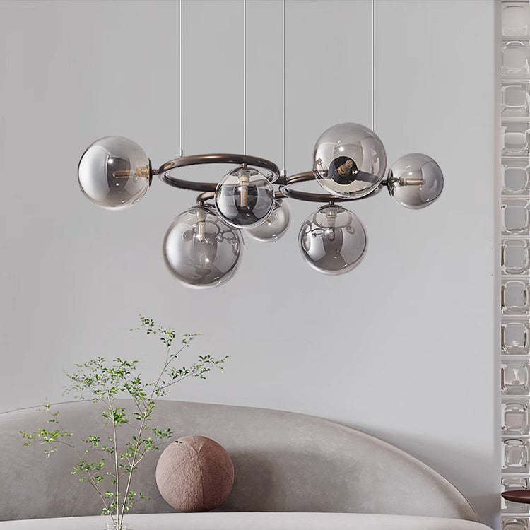 Scandinavian Glass Iron Round Orb Chandelier — 7 / Cream White / 220V-240V For UK/AU