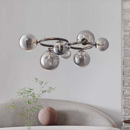 Scandinavian Glass Iron Round Orb Chandelier — 7 / Cream White / 220V-240V For UK/AU