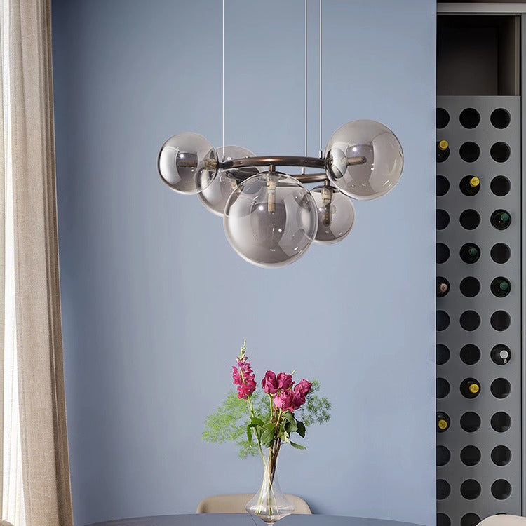Scandinavian Glass Iron Round Orb Chandelier — 7 / Cream White / 110V-120V For US/CA