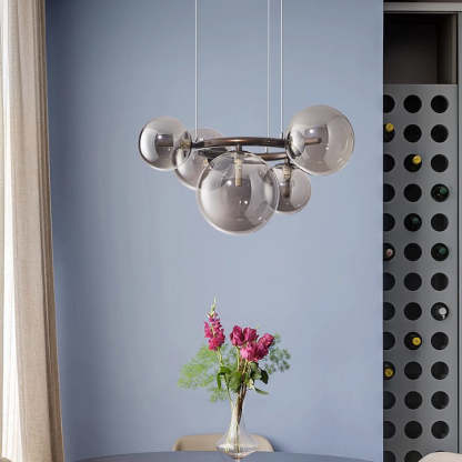 Scandinavian Glass Iron Round Orb Chandelier — 7 / Cream White / 110V-120V For US/CA