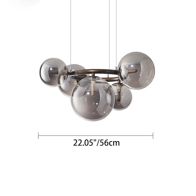 Scandinavian Glass Iron Round Orb Chandelier — 5 / Cream White / 220V-240V For UK/AU
