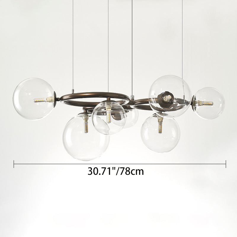 Scandinavian Glass Iron Round Orb Chandelier — 5 / Clear Color / 110V-120V For US/CA
