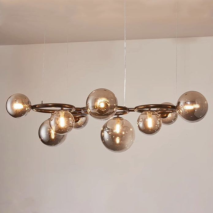 Scandinavian Glass Iron Round Orb Chandelier — 9 / Smoke Gray / 220V-240V For UK/AU