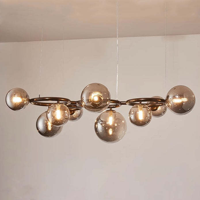 Scandinavian Glass Iron Round Orb Chandelier — 9 / Smoke Gray / 220V-240V For UK/AU