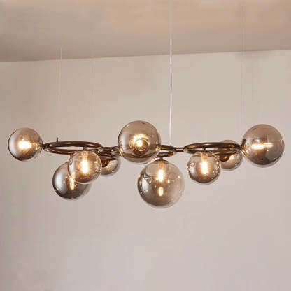 Scandinavian Glass Iron Round Orb Chandelier — 9 / Smoke Gray / 220V-240V For UK/AU