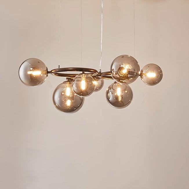 Scandinavian Glass Iron Round Orb Chandelier — 7 / Clear Color / 110V-120V For US/CA