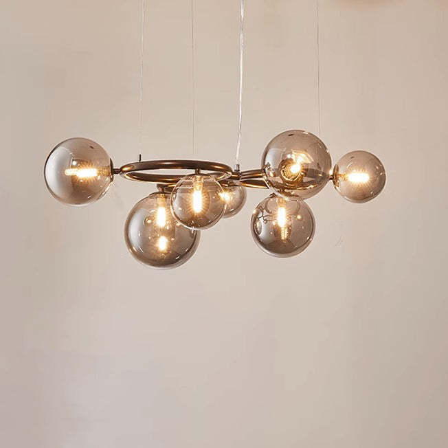 Scandinavian Glass Iron Round Orb Chandelier — 7 / Clear Color / 110V-120V For US/CA