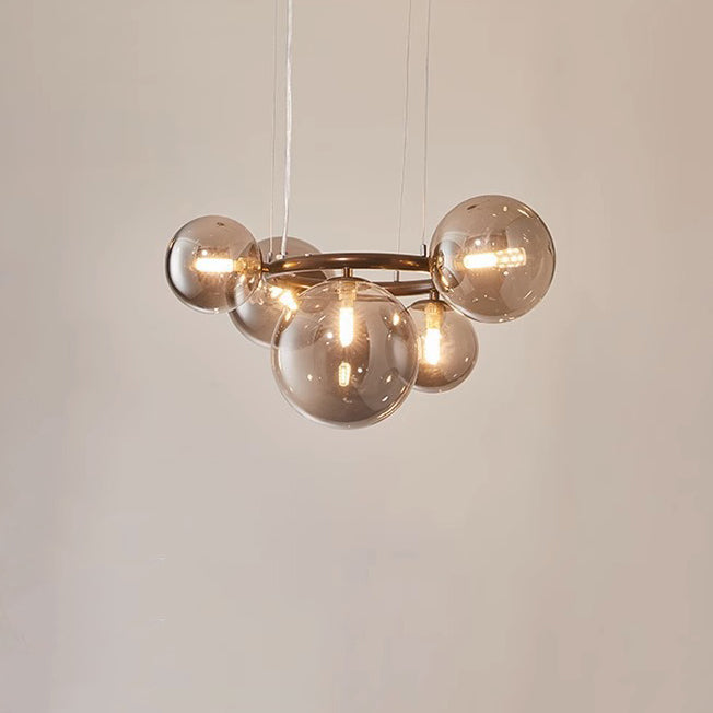 Scandinavian Glass Iron Round Orb Chandelier — 7 / Clear Color / 220V-240V For UK/AU