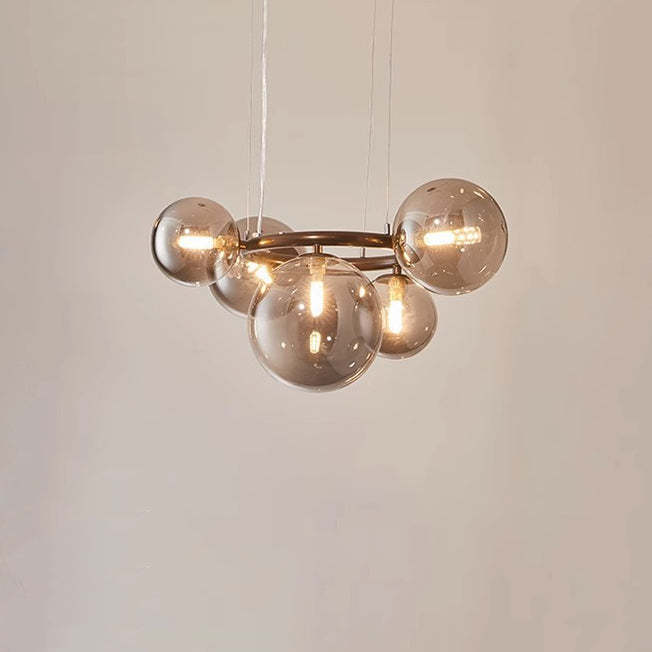 Scandinavian Glass Iron Round Orb Chandelier — 7 / Clear Color / 220V-240V For UK/AU