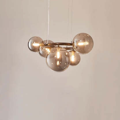 Scandinavian Glass Iron Round Orb Chandelier — 7 / Clear Color / 220V-240V For UK/AU