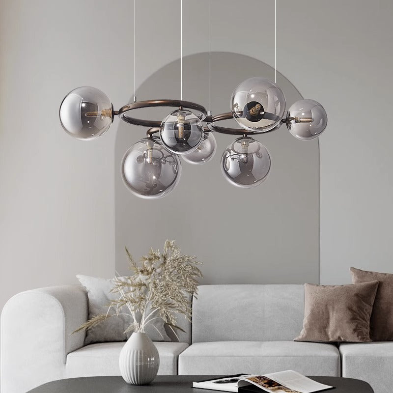 Scandinavian Glass Iron Round Orb Chandelier — 5 / Smoke Gray / 220V-240V For UK/AU