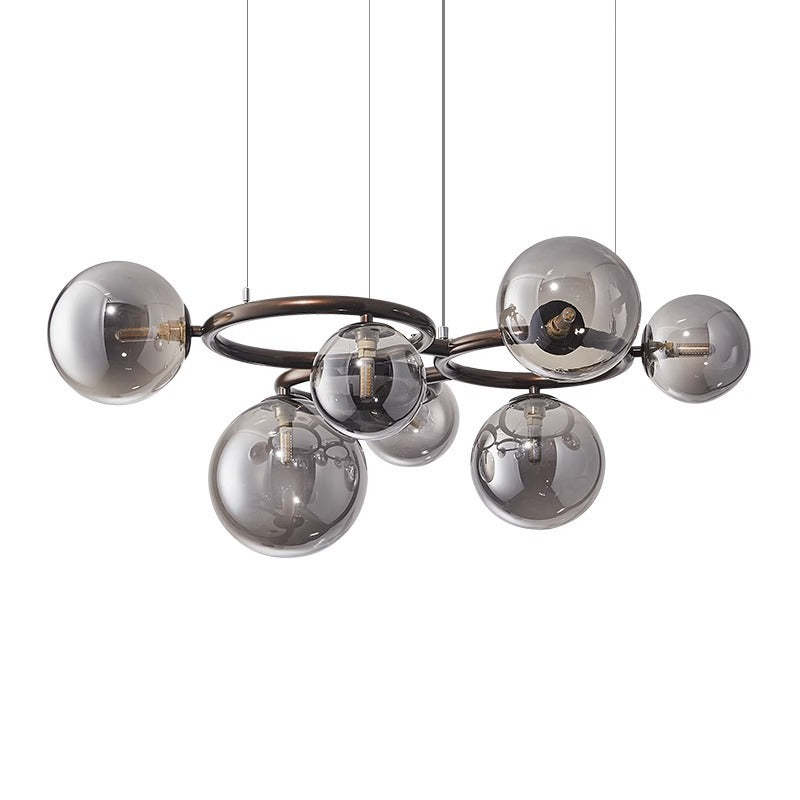Scandinavian Glass Iron Round Orb Chandelier