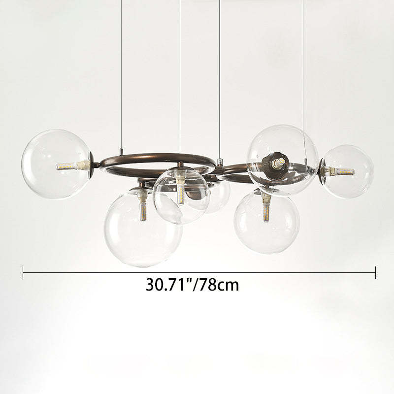 Scandinavian Glass Iron Round Orb Chandelier — 5 / Clear Color / 110V-120V For US/CA