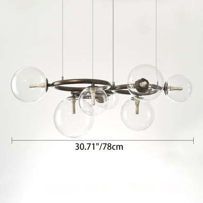 Scandinavian Glass Iron Round Orb Chandelier — 5 / Clear Color / 110V-120V For US/CA